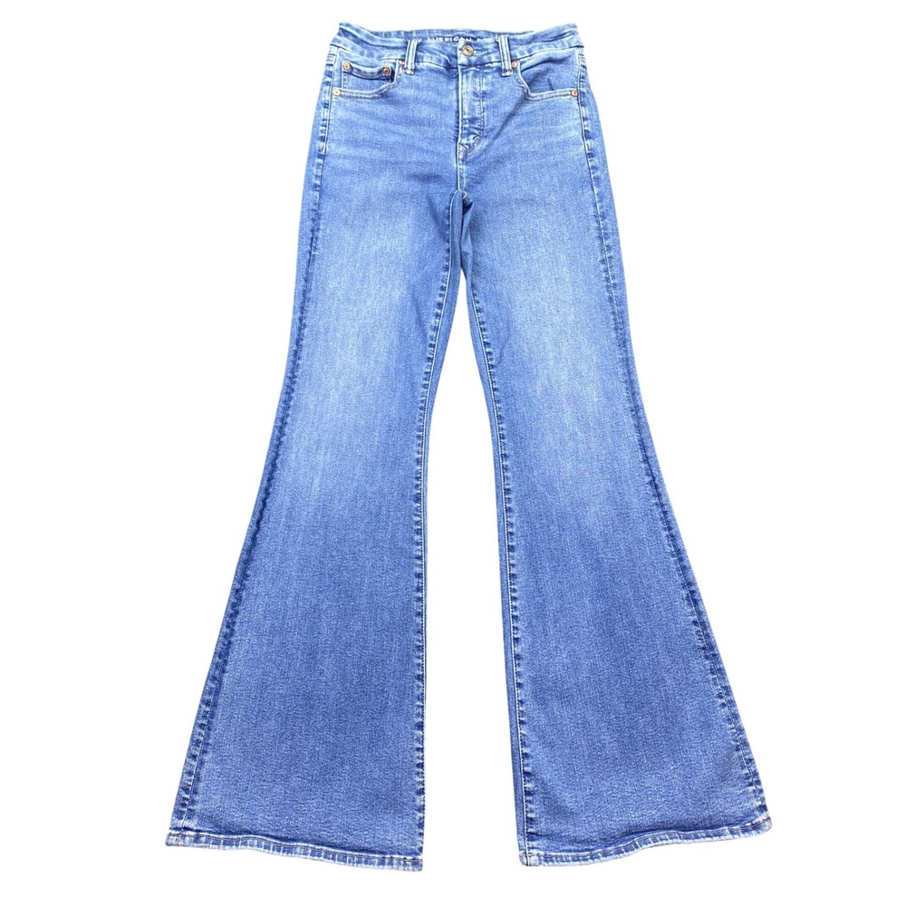 American Eagle Super High Rise Flare Jeans Size 2 Regular Luxe Stretch Blue